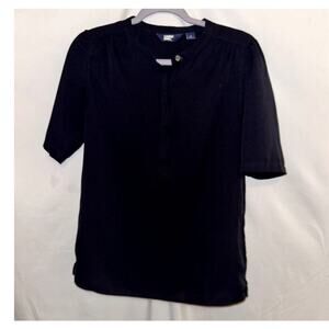 Lands End Womens Shirt Black size 4 100% Cotton Oeko-Tex Tunic Popover Top Black